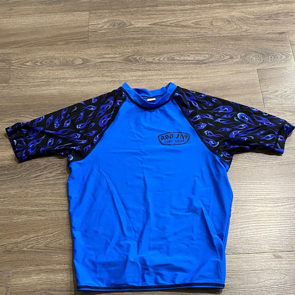 Ron Jon Blue Swim Shirt w/ Patterned Sleeves
